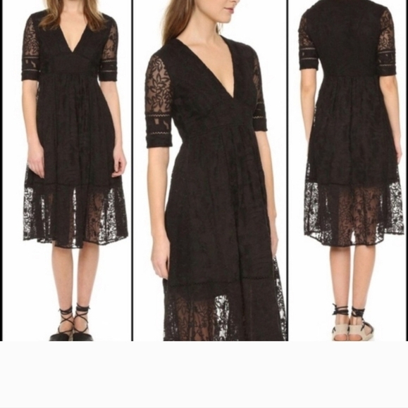 Free People Laurel Lace Black Dress Size 4 - Picture 1 of 8